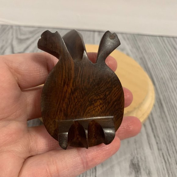 Vintage Kitschy Hand Carved Mini Wood Turtle Figurine - Picture 3 of 7